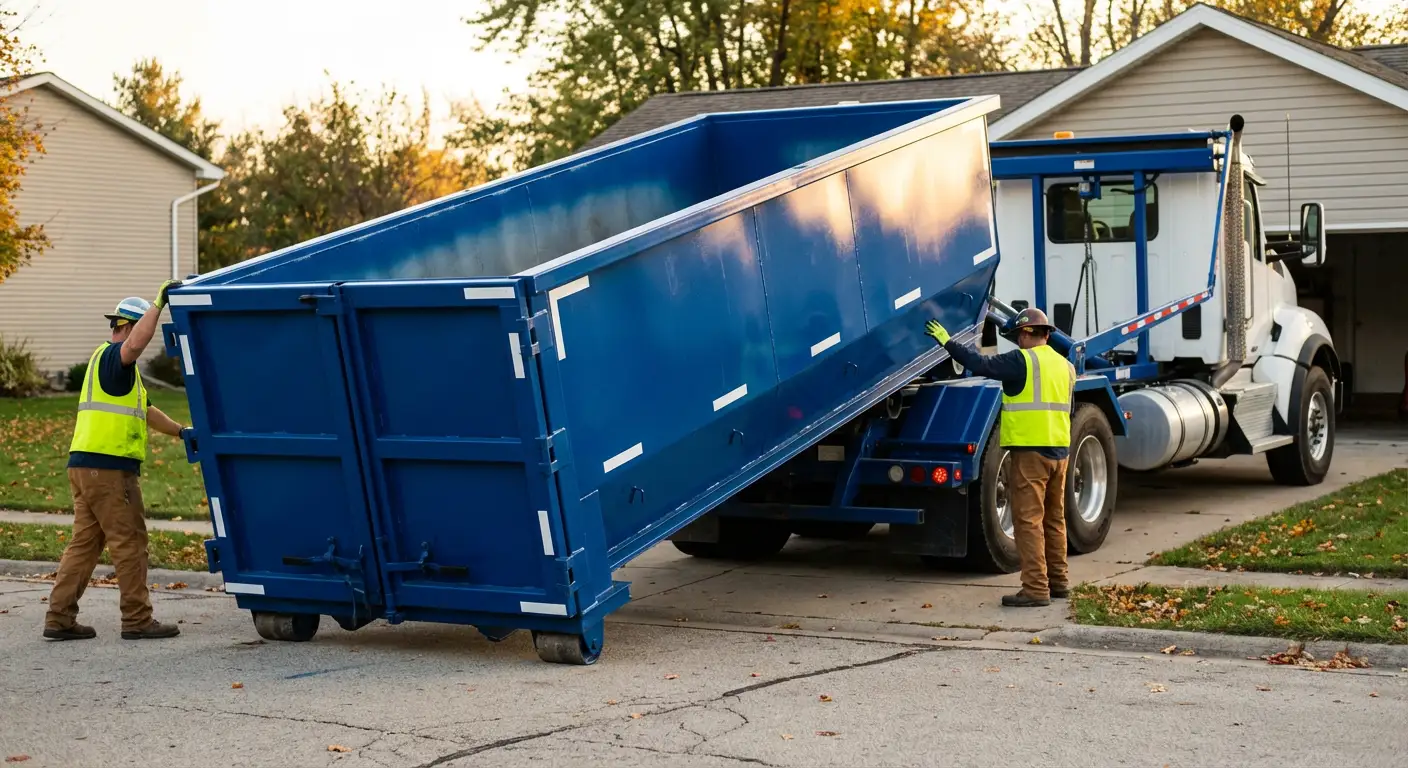 Roll-off dumpster delivery truck in Garland, TX